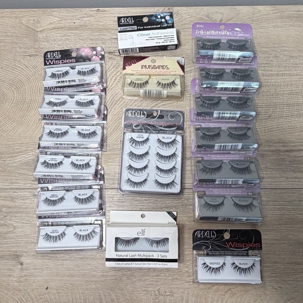 Ardell False Eyelashes Lot Assorted Wispy Glam Natural Strip Lashes ELF Makeup